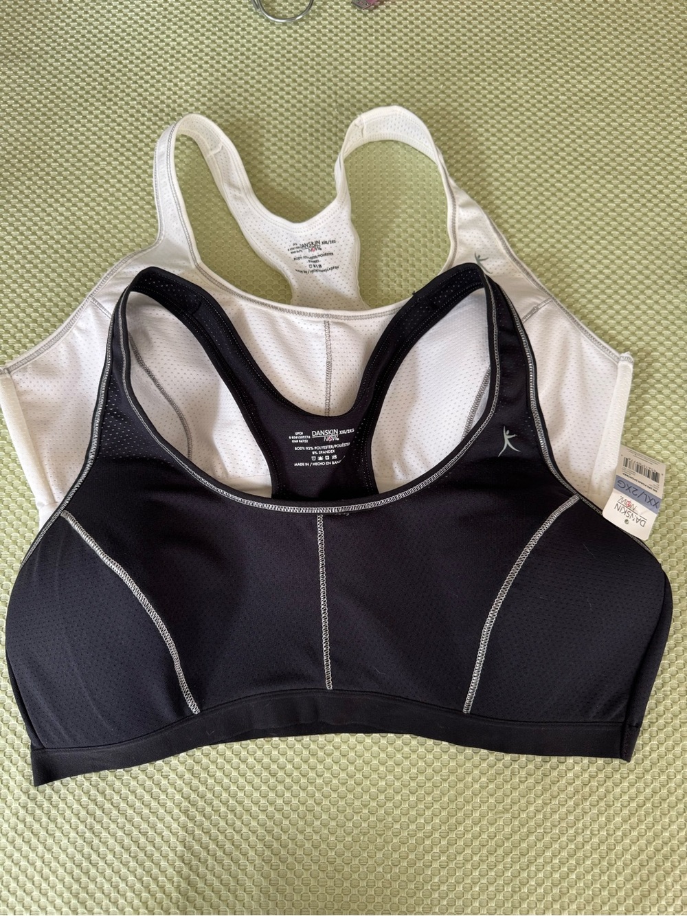 Danskin Size XXL/2XL Black & White Racerback Lined Sports Bras - Pack of 2 - NWT